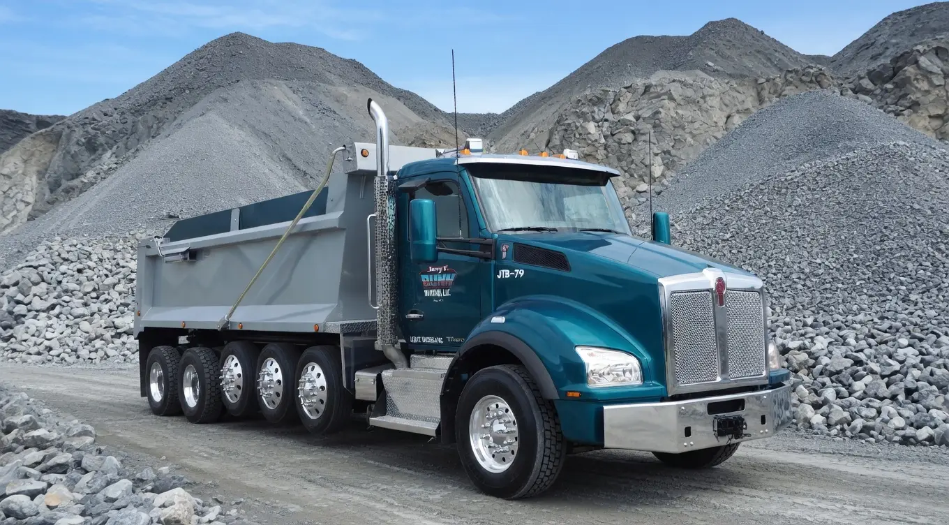 Gravel delivery dump truck in Eastern NC